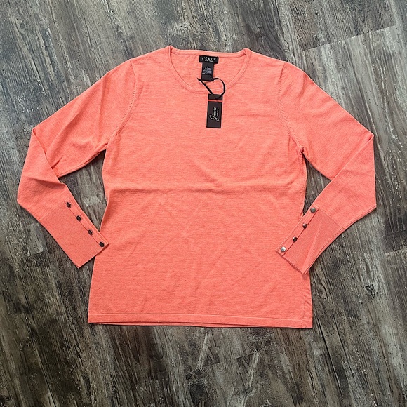 J’Envie Long Sleeve Button Detail Blouse Top Peach Salmon Women’s Size S NWT - Picture 2 of 10